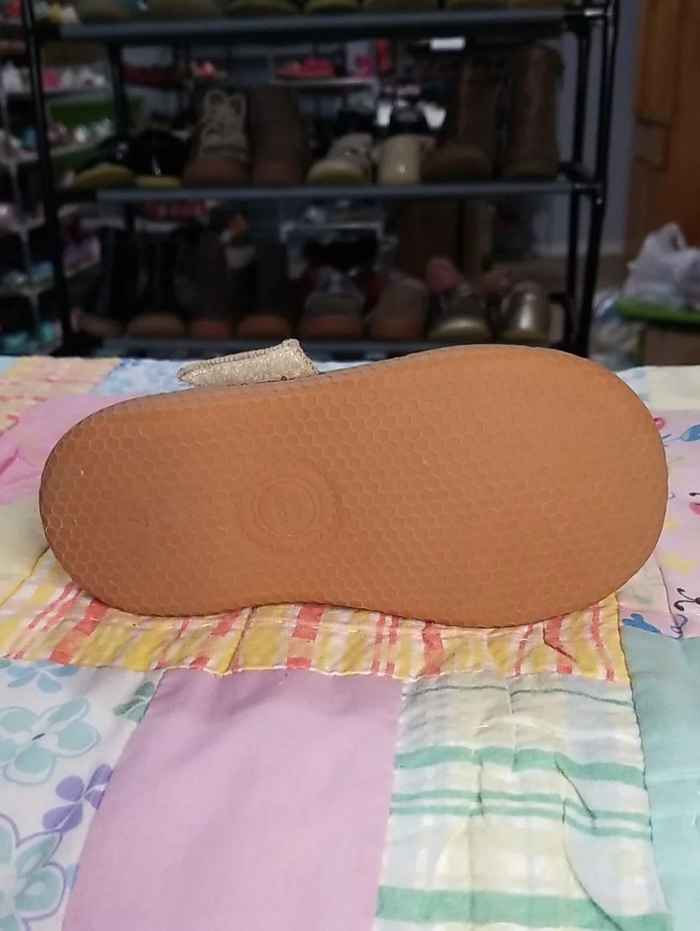 Livie & Luca Blue Canvas Mary Janes with Tan Strap Size 7 Carta II